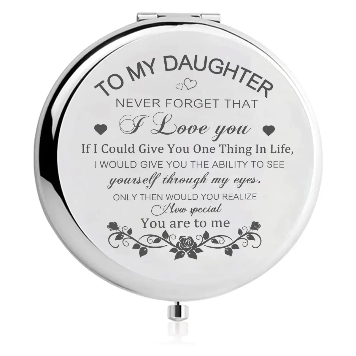GAOLZIUY Daughter Gifts from Mom Compact Mirror 7.4cm (2.9in) | Engraved Message for Daughter - main product image