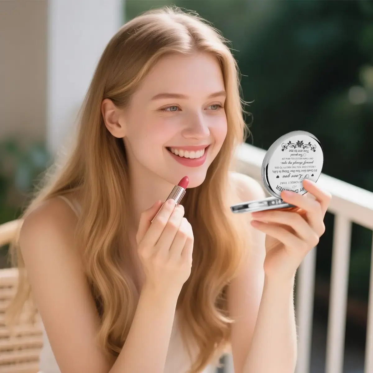 GAOLZIUY Daughter Gifts from Mom Compact Mirror 7.4cm (2.9in) | Engraved Message for Daughter - view 2
