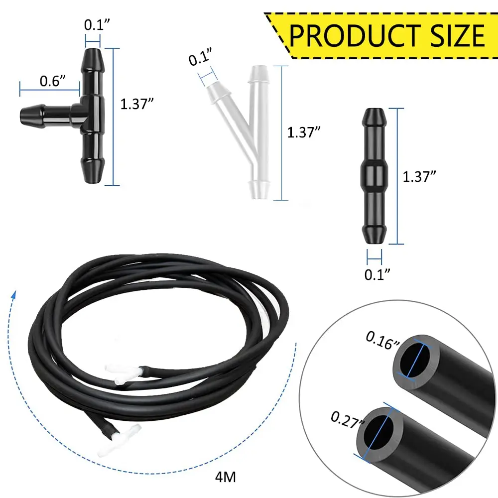 DWARFOO Windshield Washer Hose Kit, 4 Meter (157 inch) | Durable Rubber, Universal Fit for Cars & Trucks - view 2