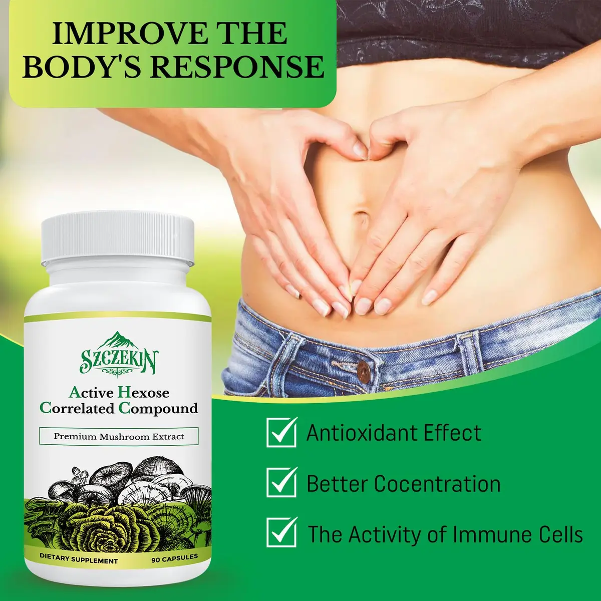 SZCZEKIN Active Hexose Correlated Compound 1500 mg Supplement | Immune & Liver Support, 90 Veggie Capsules - view 6