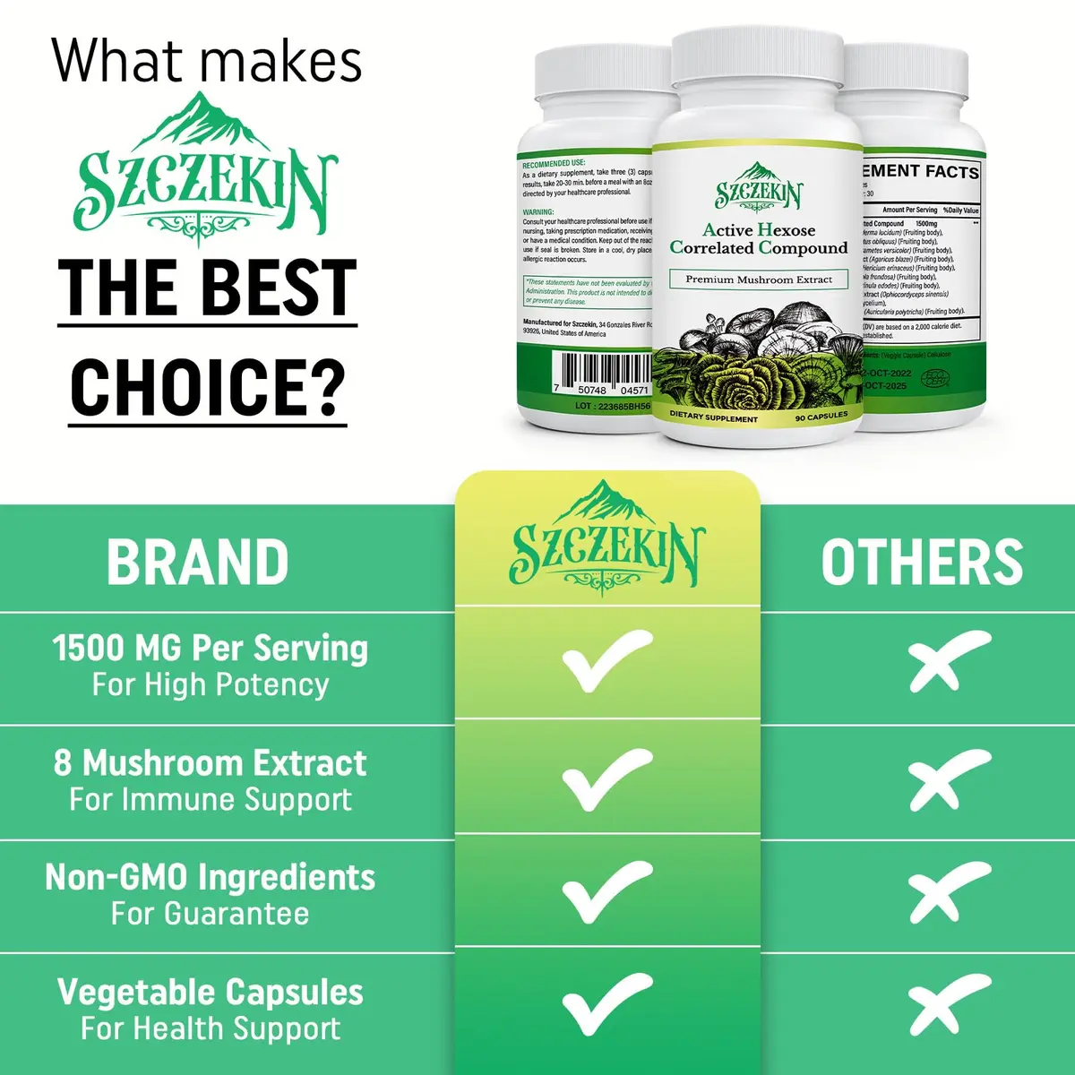 SZCZEKIN Active Hexose Correlated Compound 1500 mg Supplement | Immune & Liver Support, 90 Veggie Capsules - view 3