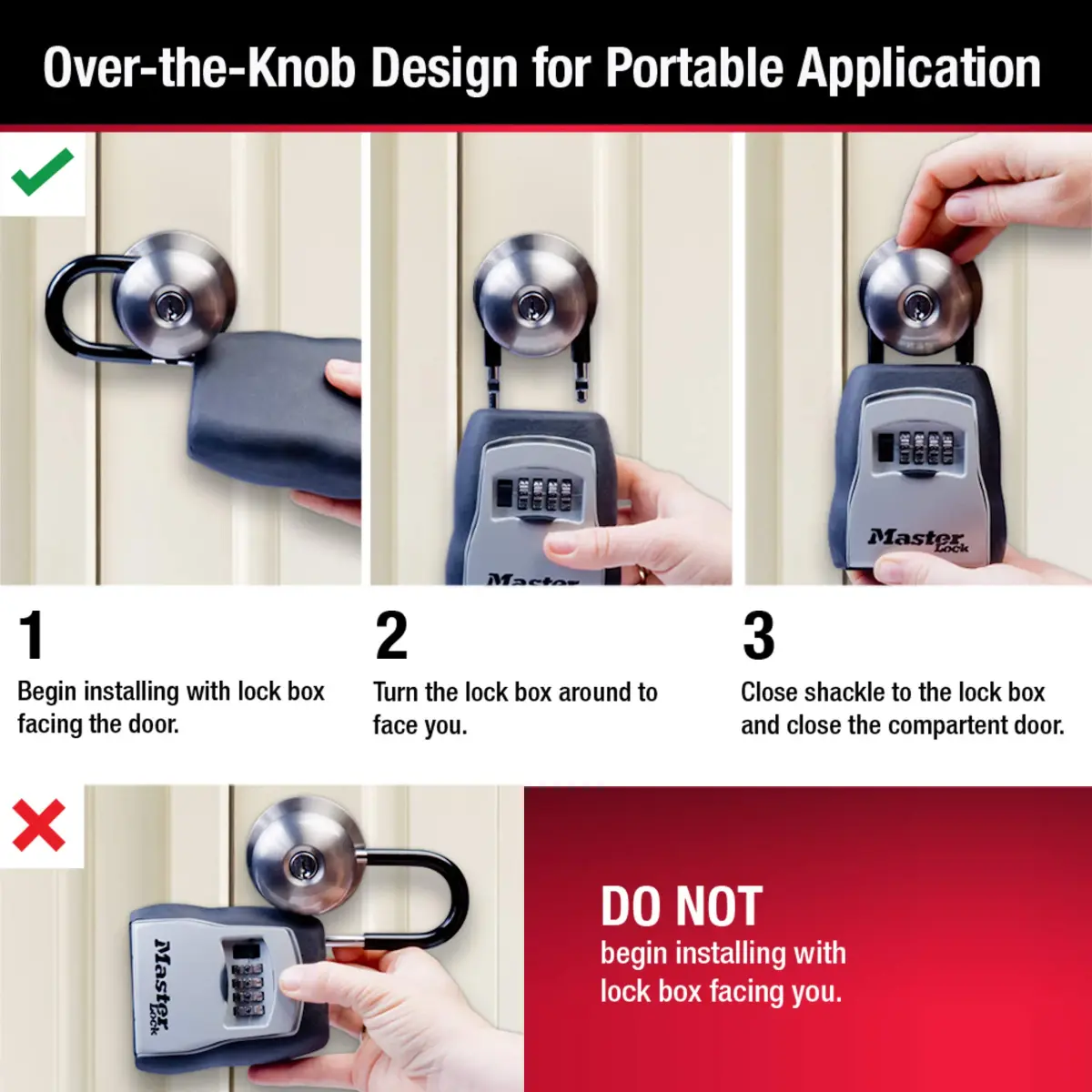 Master Lock Portable Key Lock Box 2-Pack, Black | Resettable 4-Digit Combination Lock - view 5