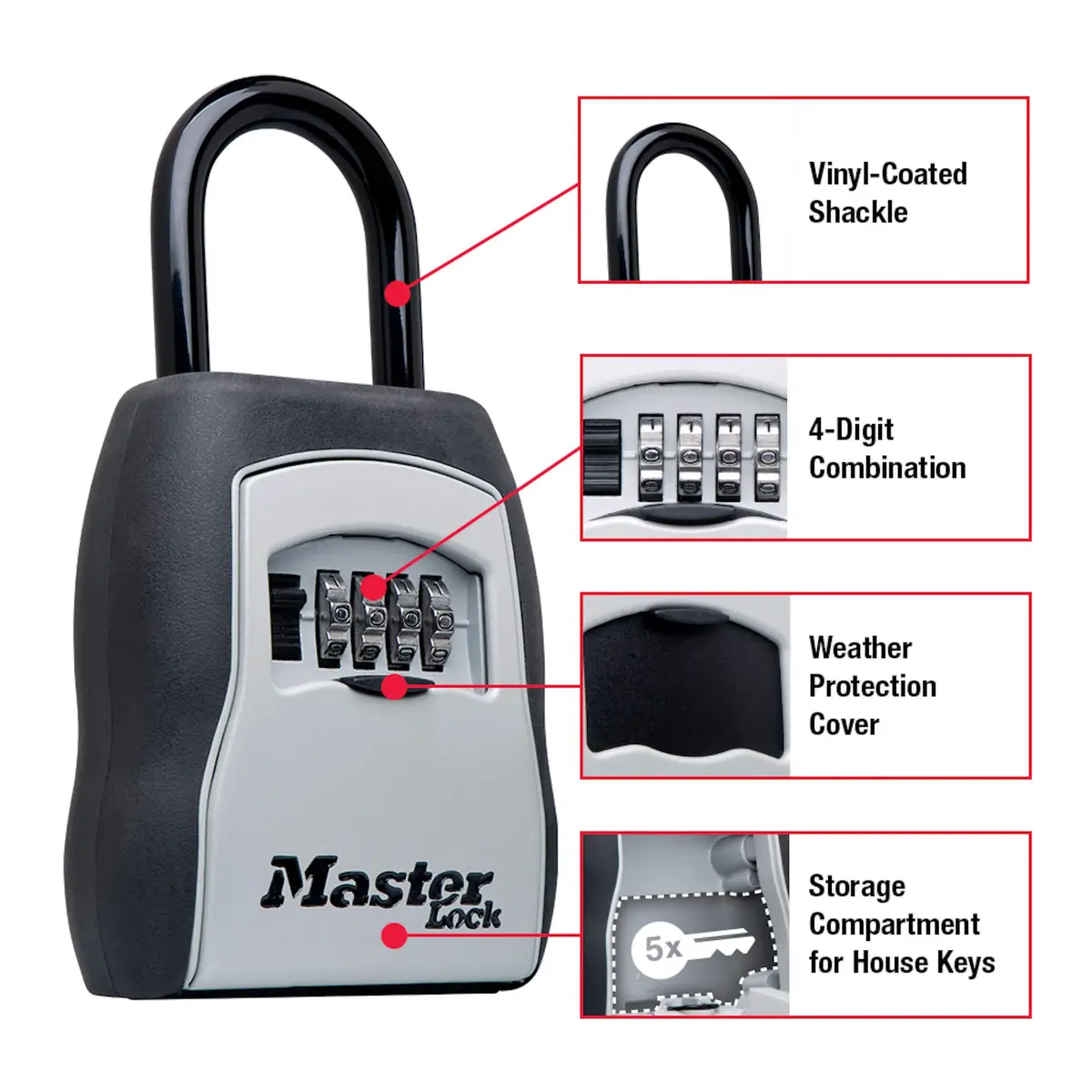 Master Lock Portable Key Lock Box 2-Pack, Black | Resettable 4-Digit Combination Lock - view 3