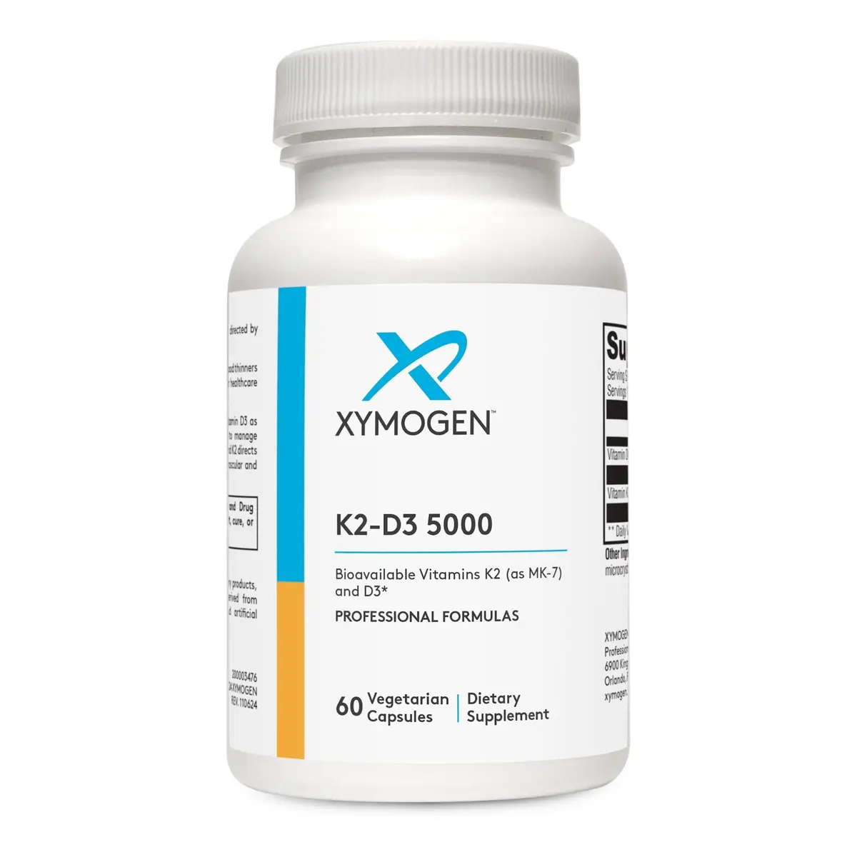 XYMOGEN K2-D3 5000 | Vitamin D3 K2 for Bone & Heart Support, 60 Capsules - main product image