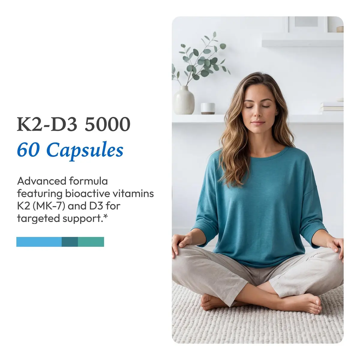 XYMOGEN K2-D3 5000 | Vitamin D3 K2 for Bone & Heart Support, 60 Capsules - view 5