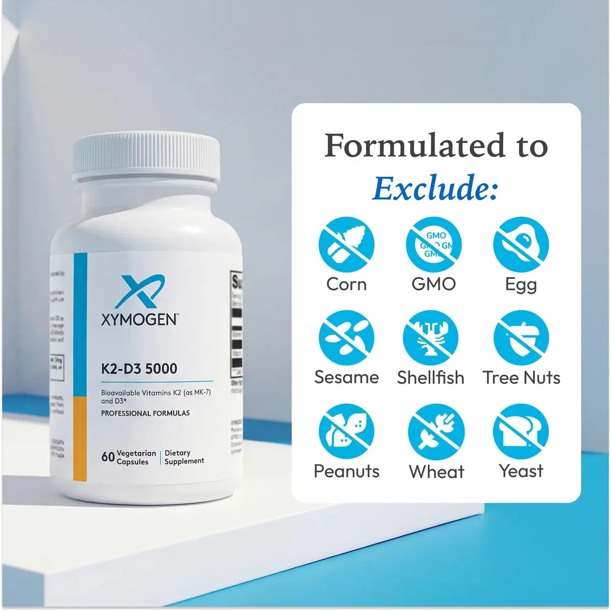 XYMOGEN K2-D3 5000 | Vitamin D3 K2 for Bone & Heart Support, 60 Capsules - view 6