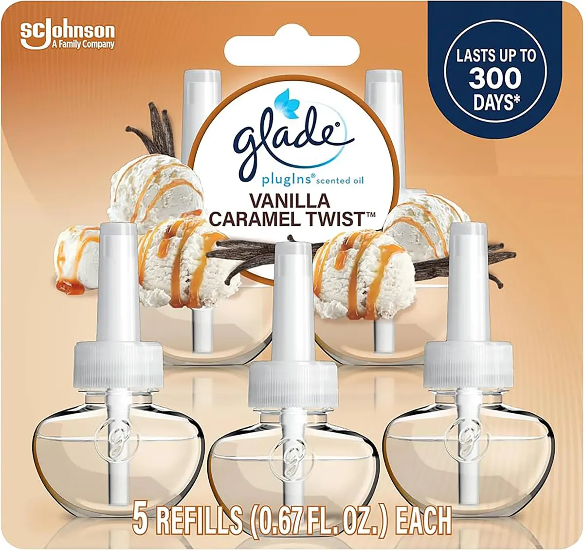 Glade Vanilla Caramel Twist PlugIns Refills Air Freshener 156ml (5.52 Fl Oz) | Scented with Essential Oils for Home & Bathroom - main product image