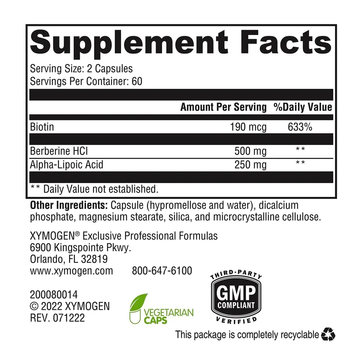 XYMOGEN ALAmax Protect, 120 Capsules | Berberine & ALA Support Cardiometabolic Health - view 2
