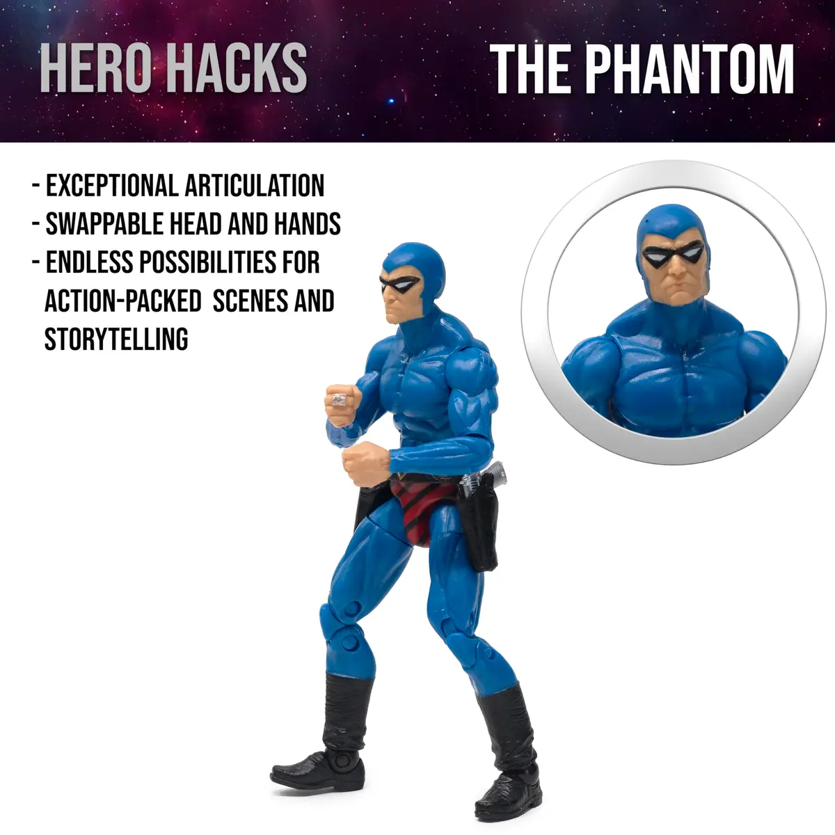Boss Fight Studio Hero H.A.C.K.S. 21st Phantom Action Figure, Wave 1.5 – Highly Articulated Figurine & Accessories, 1:18 - view 4