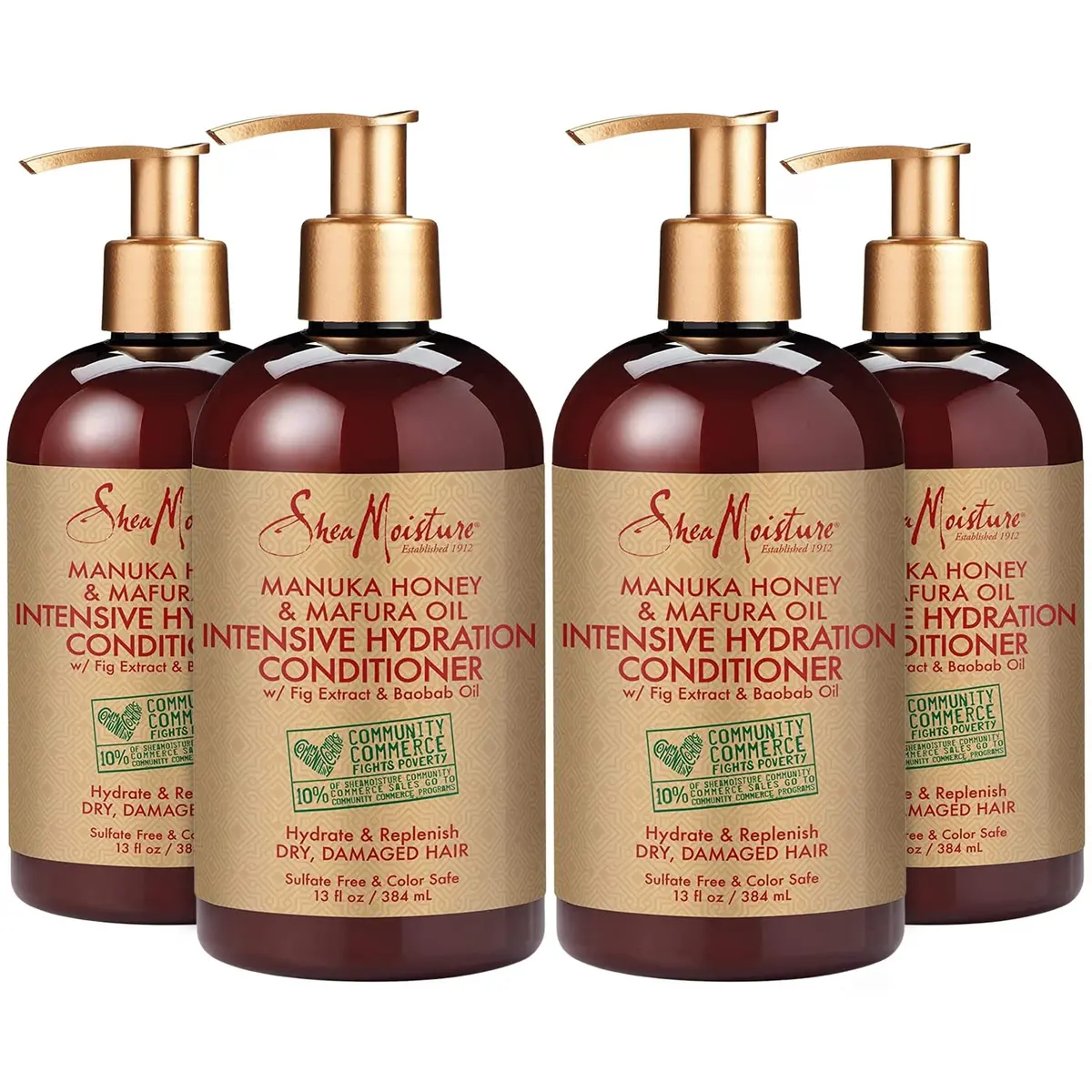 Shea Moisture Manuka Honey & Mafura Oil Intensive Hydration Conditioner 13 Fl Oz (Pack of 4) | Hydrate + Replenish Curly Hair - main product image