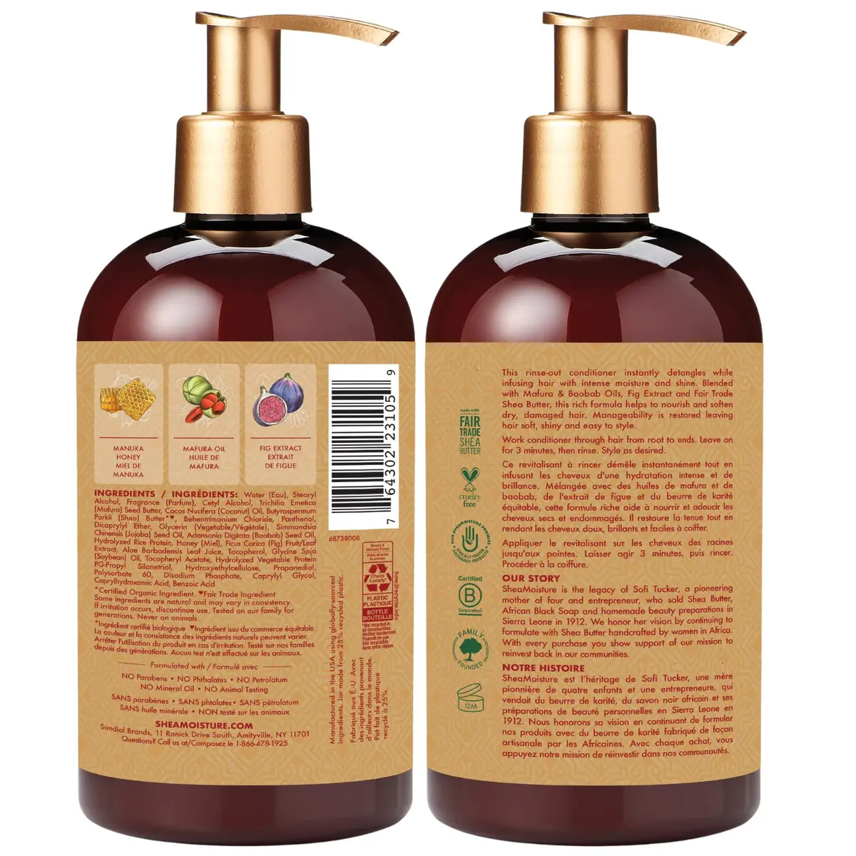 Shea Moisture Manuka Honey & Mafura Oil Intensive Hydration Conditioner 13 Fl Oz (Pack of 4) | Hydrate + Replenish Curly Hair - view 2