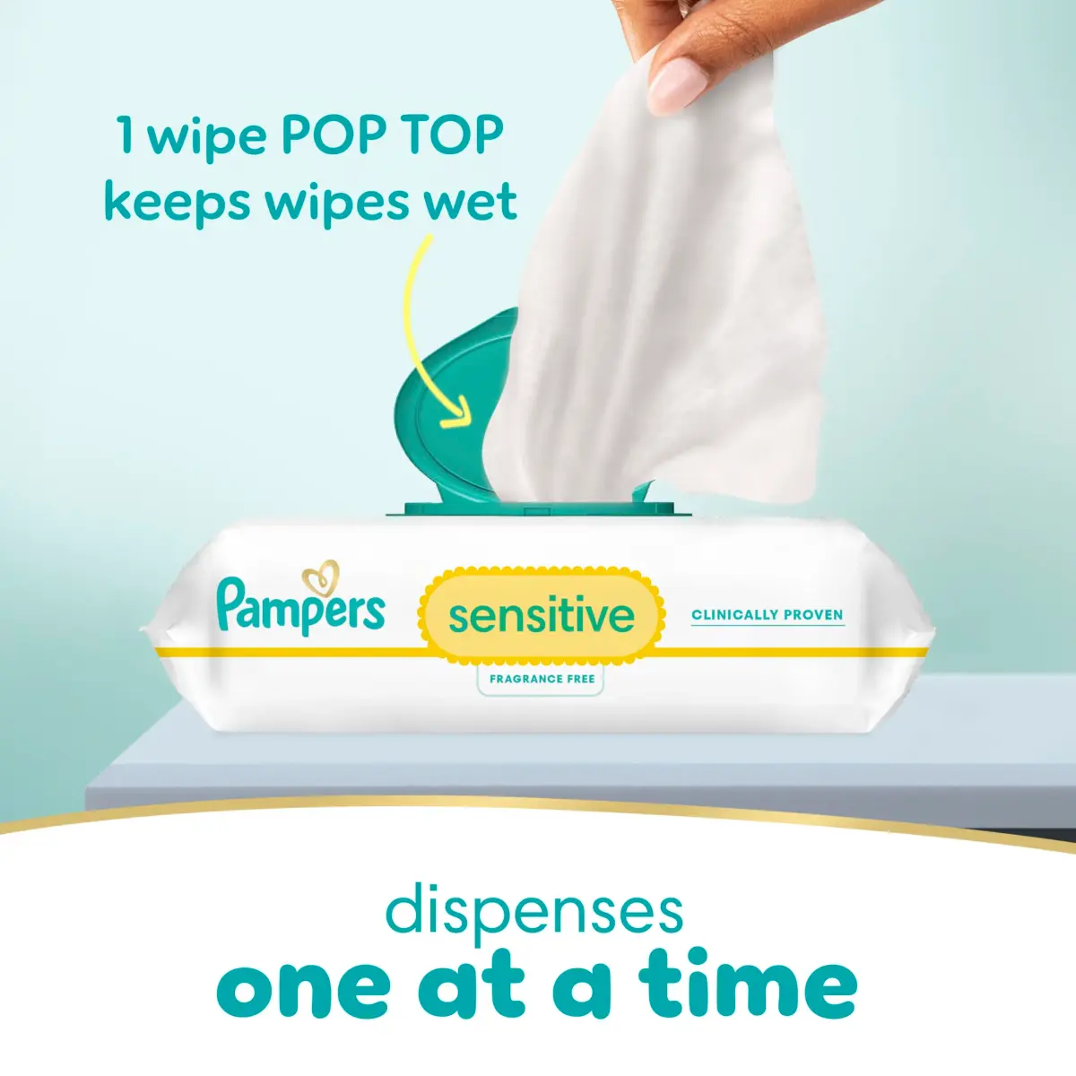 Pampers Sensitive Baby Wipes, Water Based, Fragrance Free, Hypoallergenic, 588 Count (7x Refill Packs) | Clinically Proven for Sensitive Skin - view 2