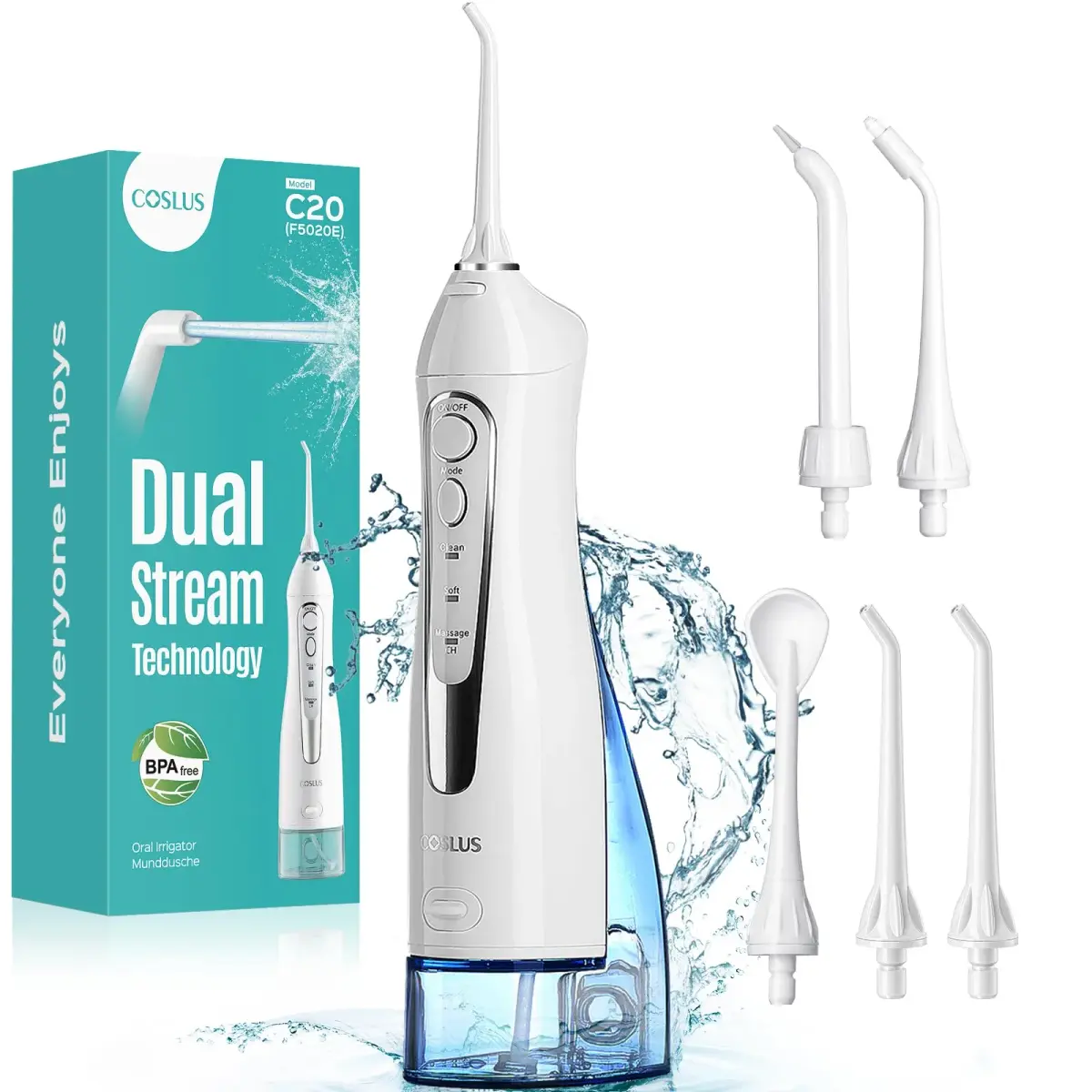 COSLUS ADA Accepted Water Dental Flosser C20 | 300ml (10.14 Fl Oz) Tank | Professional Set - main product image