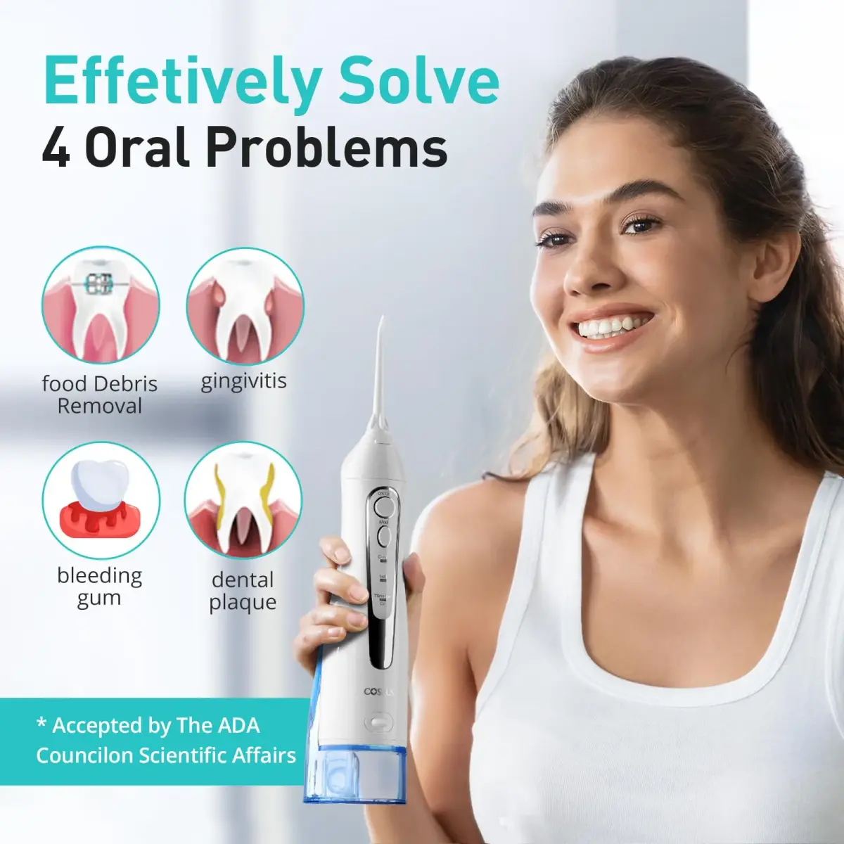 COSLUS ADA Accepted Water Dental Flosser C20 | 300ml (10.14 Fl Oz) Tank | Professional Set - view 7