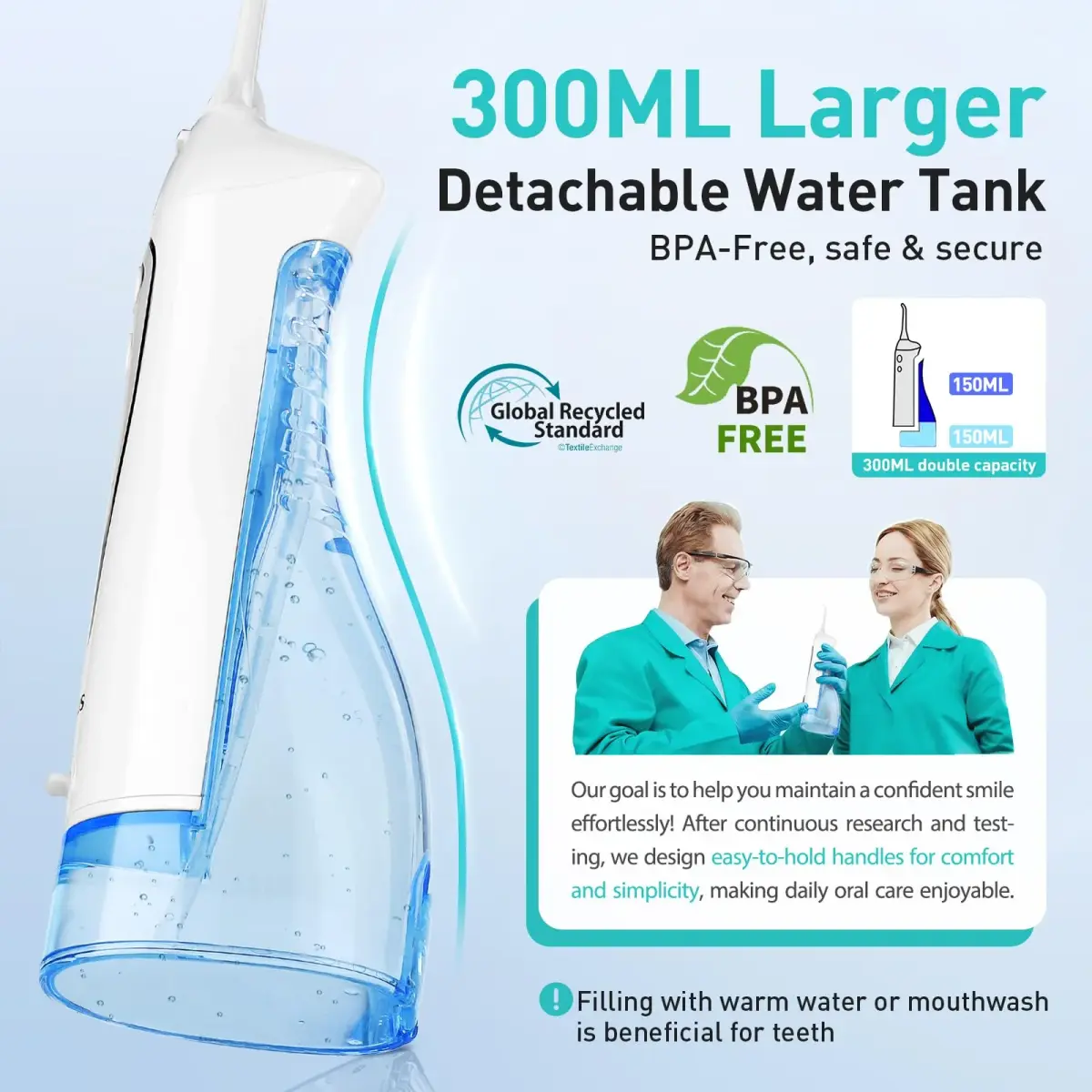 COSLUS ADA Accepted Water Dental Flosser C20 | 300ml (10.14 Fl Oz) Tank | Professional Set - view 3
