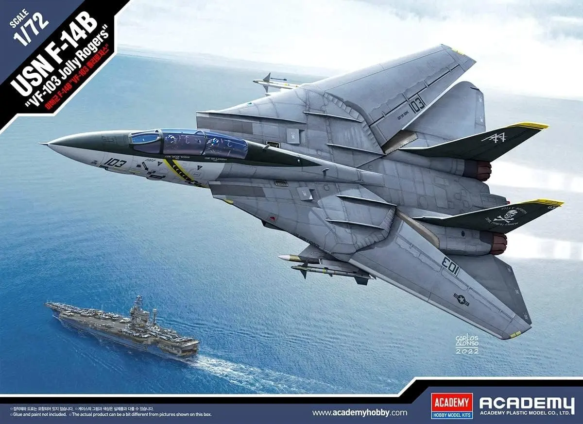 Academy 1/72 US Navy F-14B Tomcat VF-103 Jolly Rogers Plastic Model 262mm | Unassembled Aircraft Kit - view 7