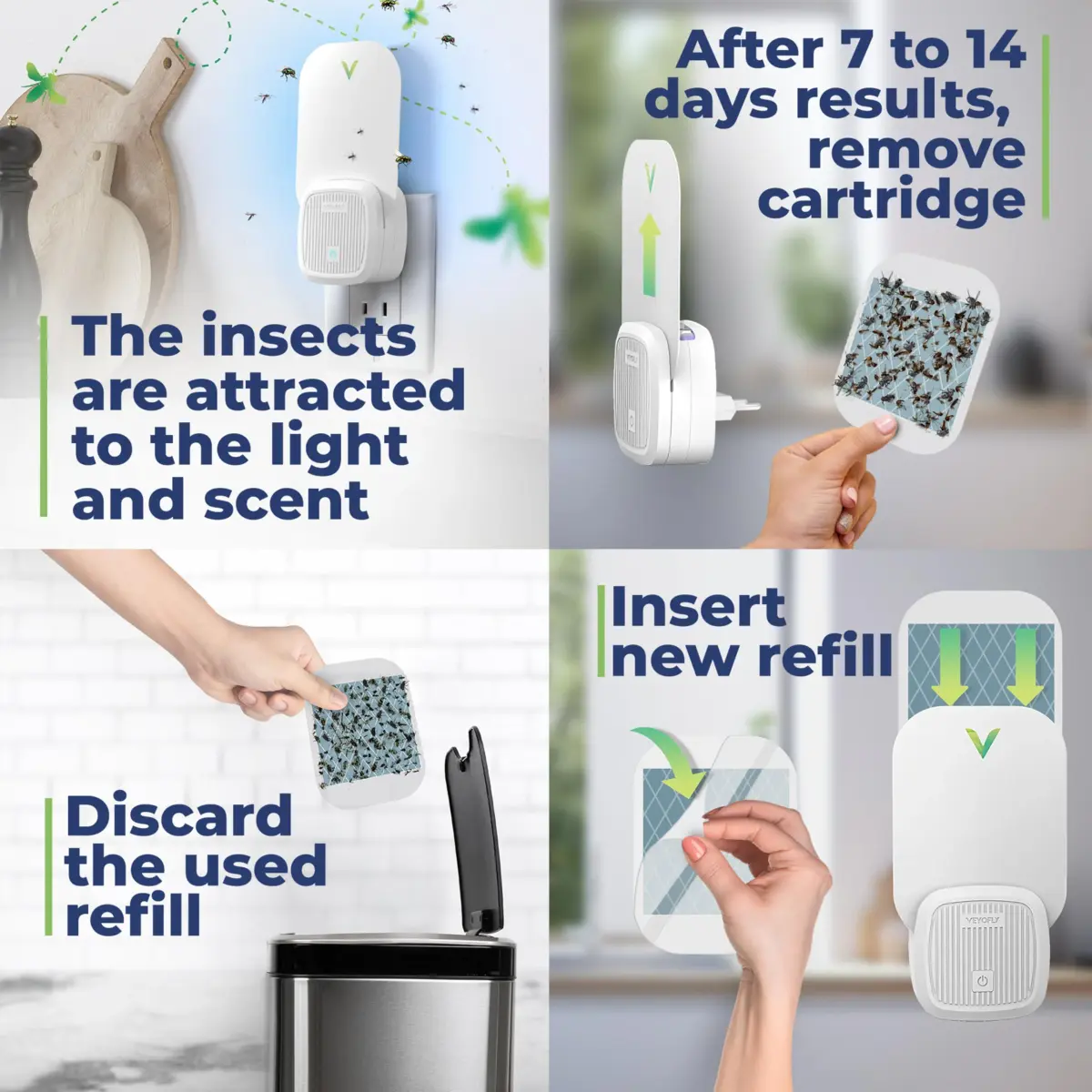 VEYOFLY Fruit Fly & Gnat Trap Plug-in with UV Light & Glue Boards, 1 Device + 3 Refills | Non-Toxic Indoor Insect Catcher - view 4