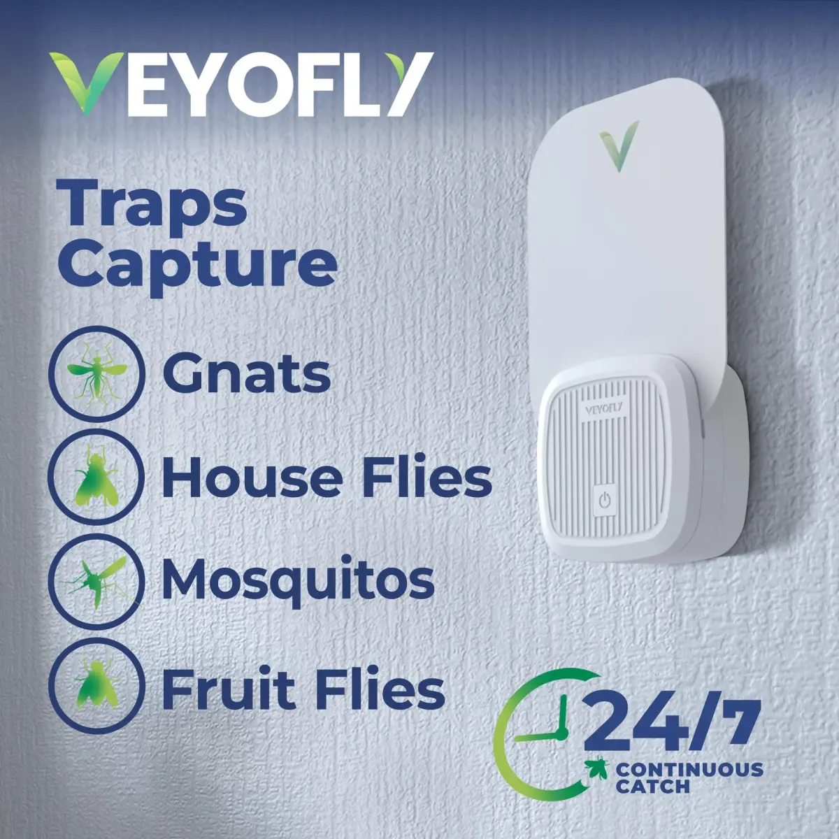 VEYOFLY Fruit Fly & Gnat Trap Plug-in with UV Light & Glue Boards, 1 Device + 3 Refills | Non-Toxic Indoor Insect Catcher - view 2