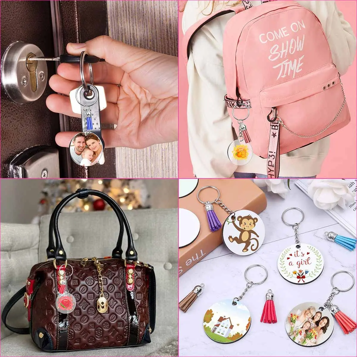 Yuntop Acrylic Jewelry Findings Set | 48 Pcs Clear Round Keychain Blanks & Accessories - view 2