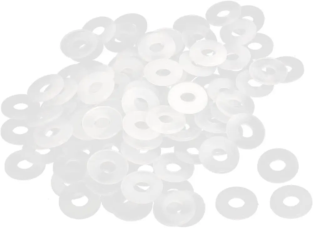 TA-VIGOR M3 Nylon Flat Washer 6mm OD x 3mm ID x 0.5mm Thickness (100pcs) | White Sealing Gasket for Pipes & Hoses - main product image
