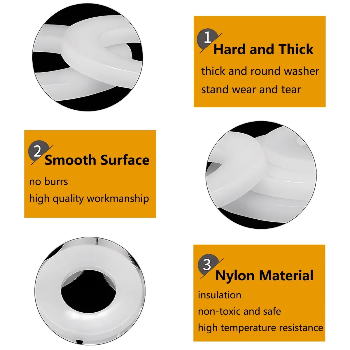 TA-VIGOR M3 Nylon Flat Washer 6mm OD x 3mm ID x 0.5mm Thickness (100pcs) | White Sealing Gasket for Pipes & Hoses - view 3