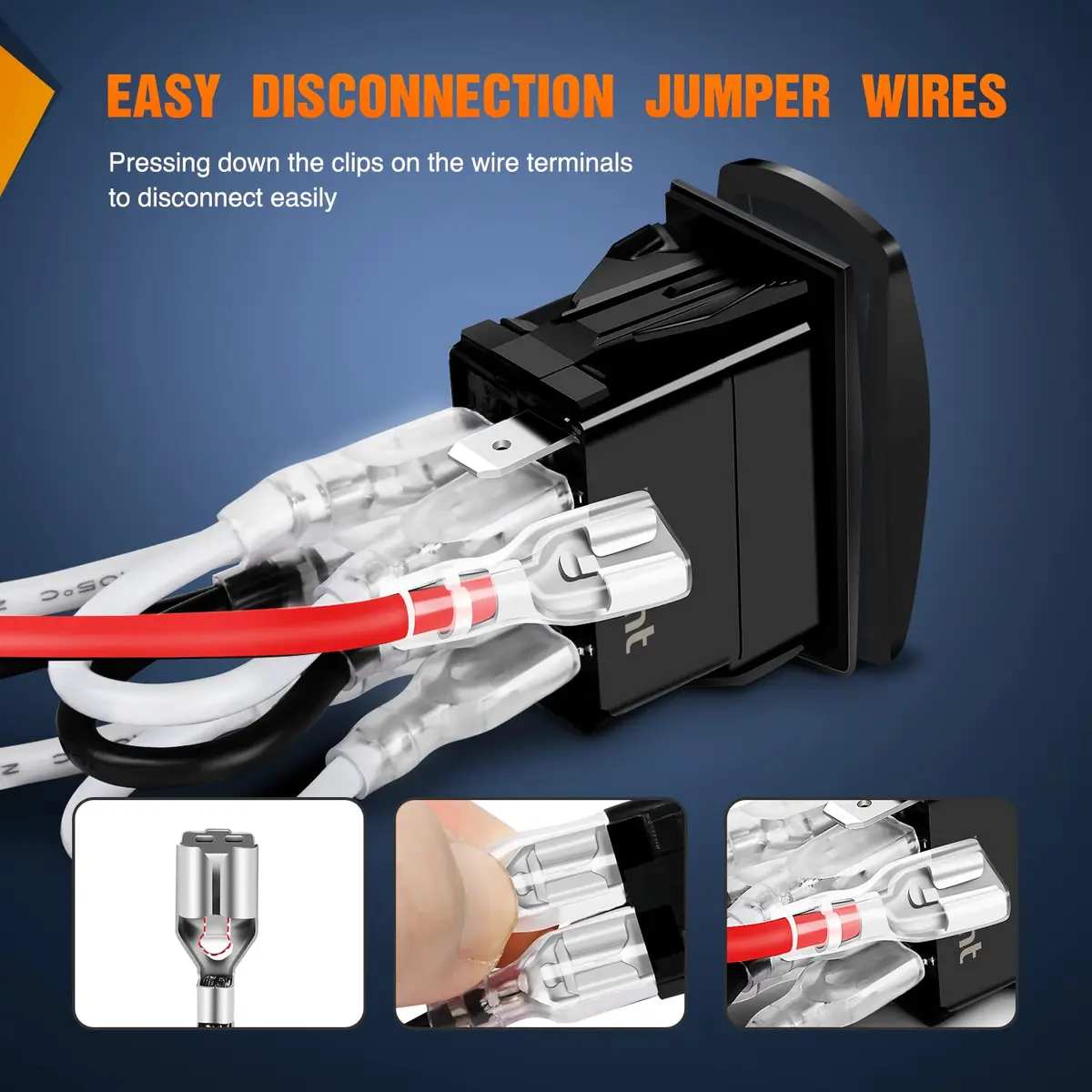 Nilight Waterproof 7Pin Rocker Switch with Jumper Wires Blue | 12V/24V, 20AMP, Durable, Universal Fit - view 5