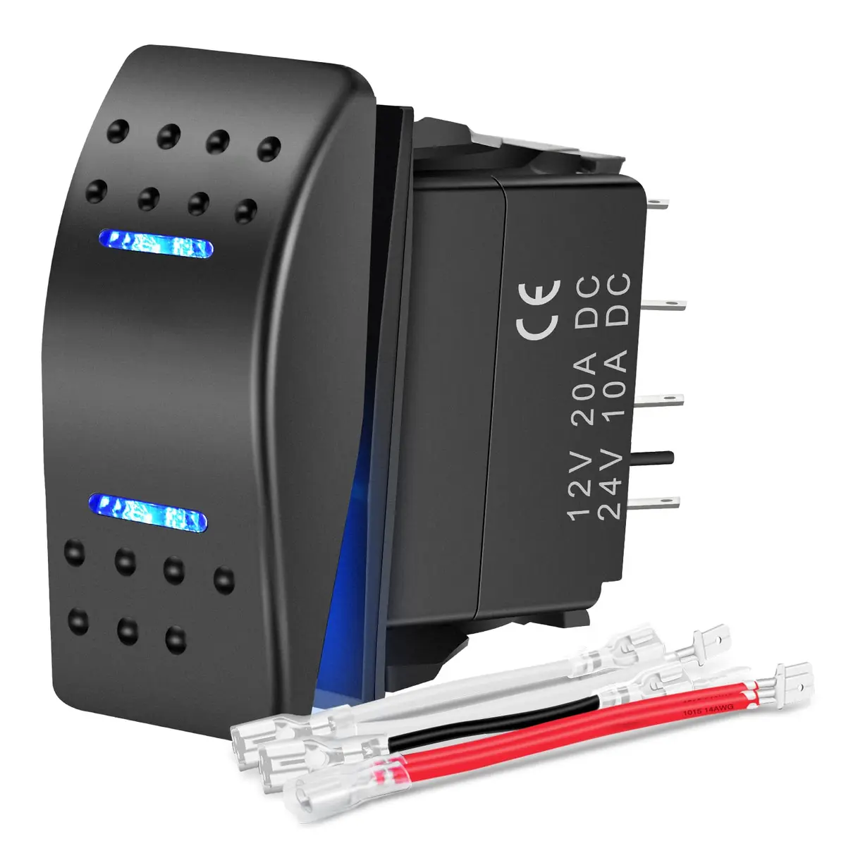 Nilight Waterproof 7Pin Rocker Switch with Jumper Wires Blue | 12V/24V, 20AMP, Durable, Universal Fit - main product image
