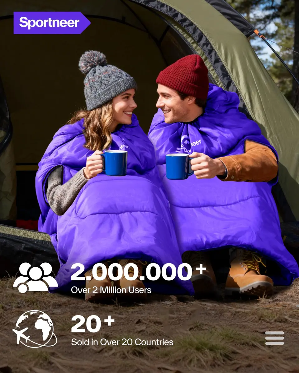 Sportneer Wearable Sleeping Bag for Adults & Kids – Walkable with Arm Zippers, 87'' Long, 32-65℉, Waterproof, Compact for Camping & Travel, Purple - view 7