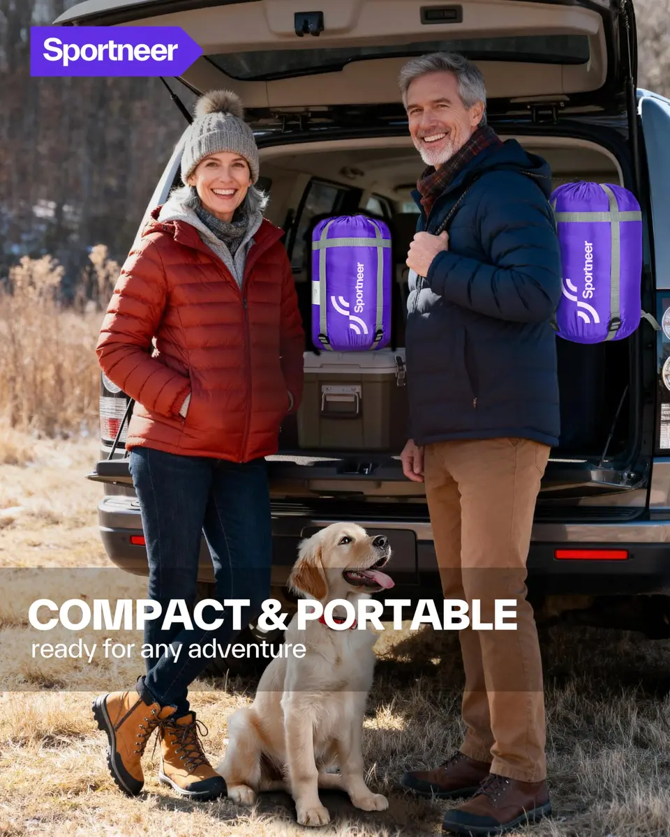 Sportneer Wearable Sleeping Bag for Adults & Kids – Walkable with Arm Zippers, 87'' Long, 32-65℉, Waterproof, Compact for Camping & Travel, Purple - view 8
