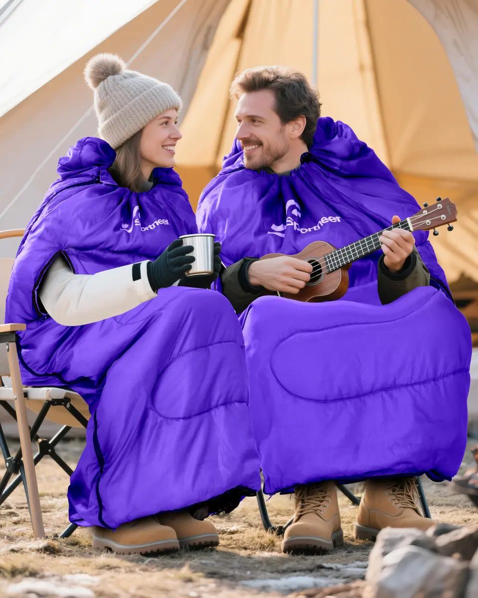 Sportneer Wearable Sleeping Bag for Adults & Kids – Walkable with Arm Zippers, 87'' Long, 32-65℉, Waterproof, Compact for Camping & Travel, Purple - view 2