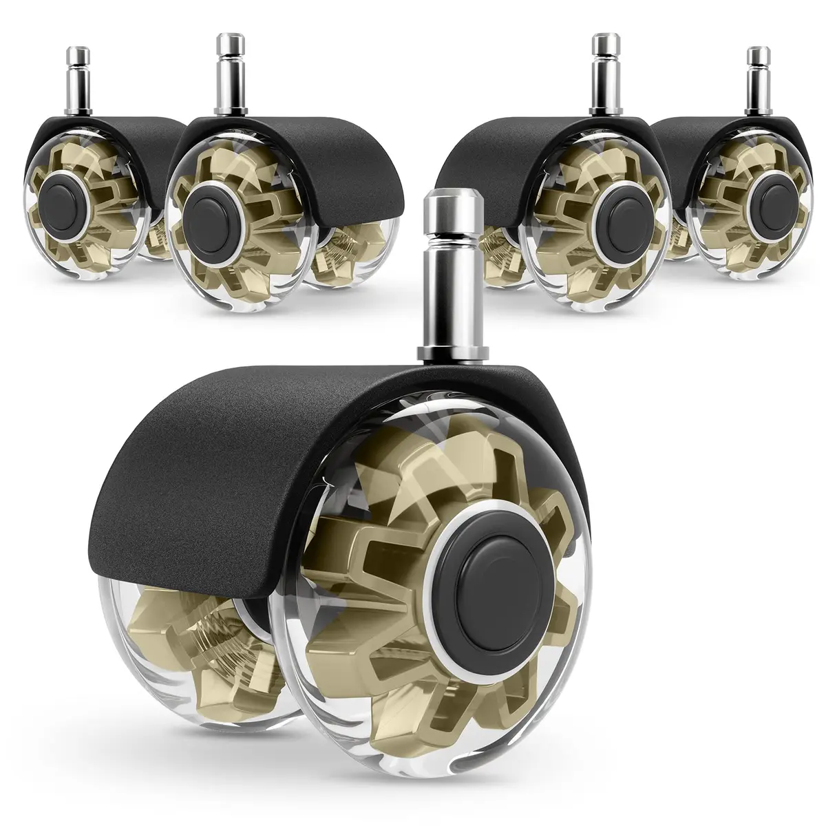 Omyoffice 2" Office Chair Wheels Set of 5 | Heavy Duty Gold Casters for Floors - main product image