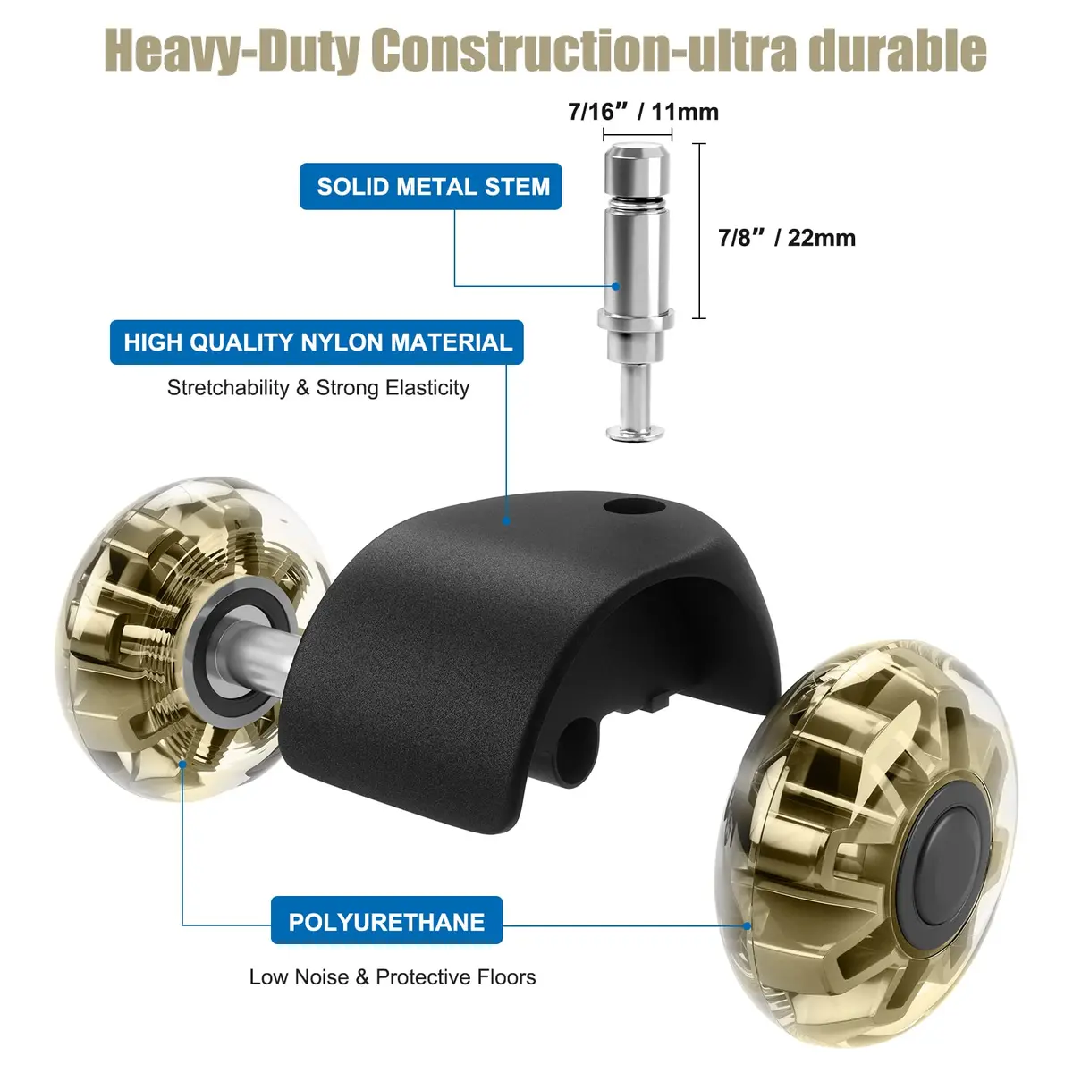 Omyoffice 2" Office Chair Wheels Set of 5 | Heavy Duty Gold Casters for Floors - view 3