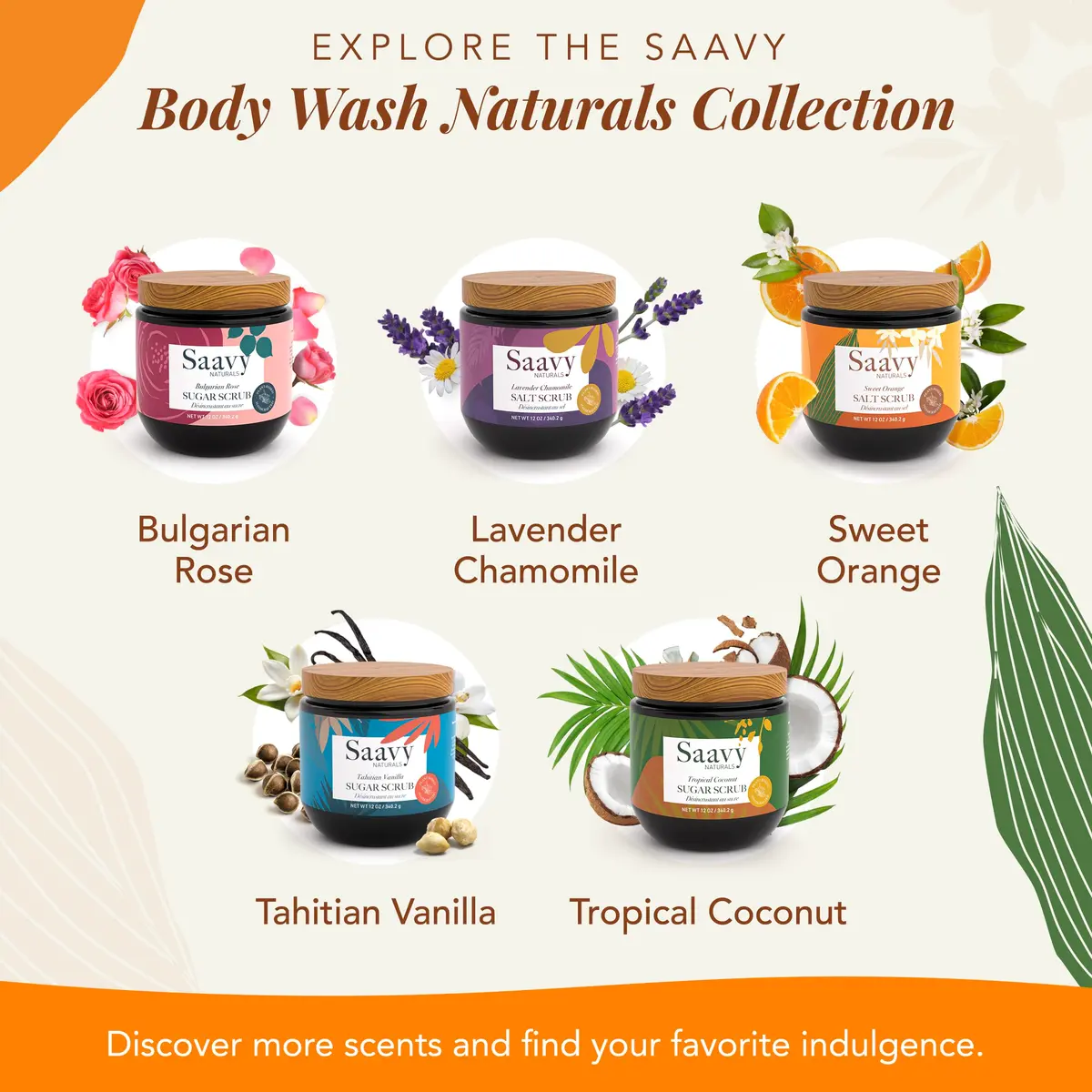 Saavy Naturals Body Scrub - Scented Salt Orange Extract | Vegan Exfoliating with Vitamin E, Gentle for Sensitive Skin, Made in USA, 12 oz - view 7