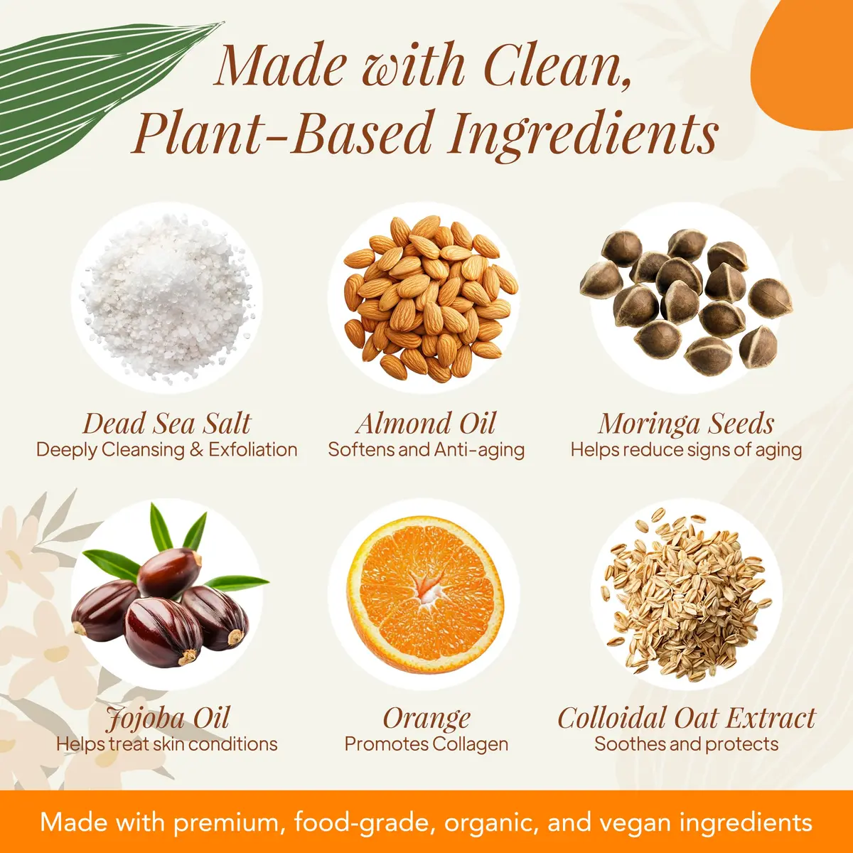 Saavy Naturals Body Scrub - Scented Salt Orange Extract | Vegan Exfoliating with Vitamin E, Gentle for Sensitive Skin, Made in USA, 12 oz - view 4