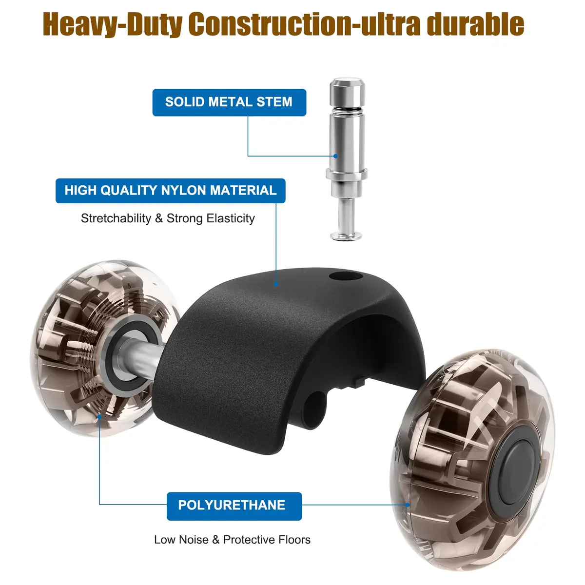Omyoffice 2" Office Chair Wheels Set of 5 | Heavy Duty Brown Casters for Floors - view 3