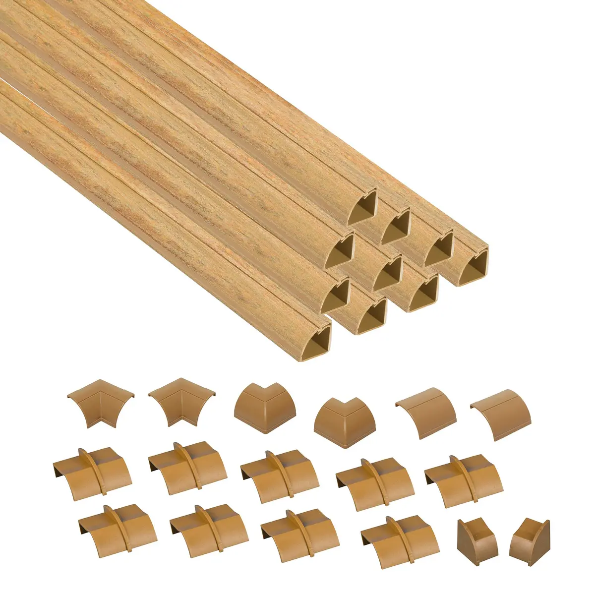D-Line Stainable Wood-Effect Corner Cable Concealer 157in | Floor & Corner Cord Organizer - main product image