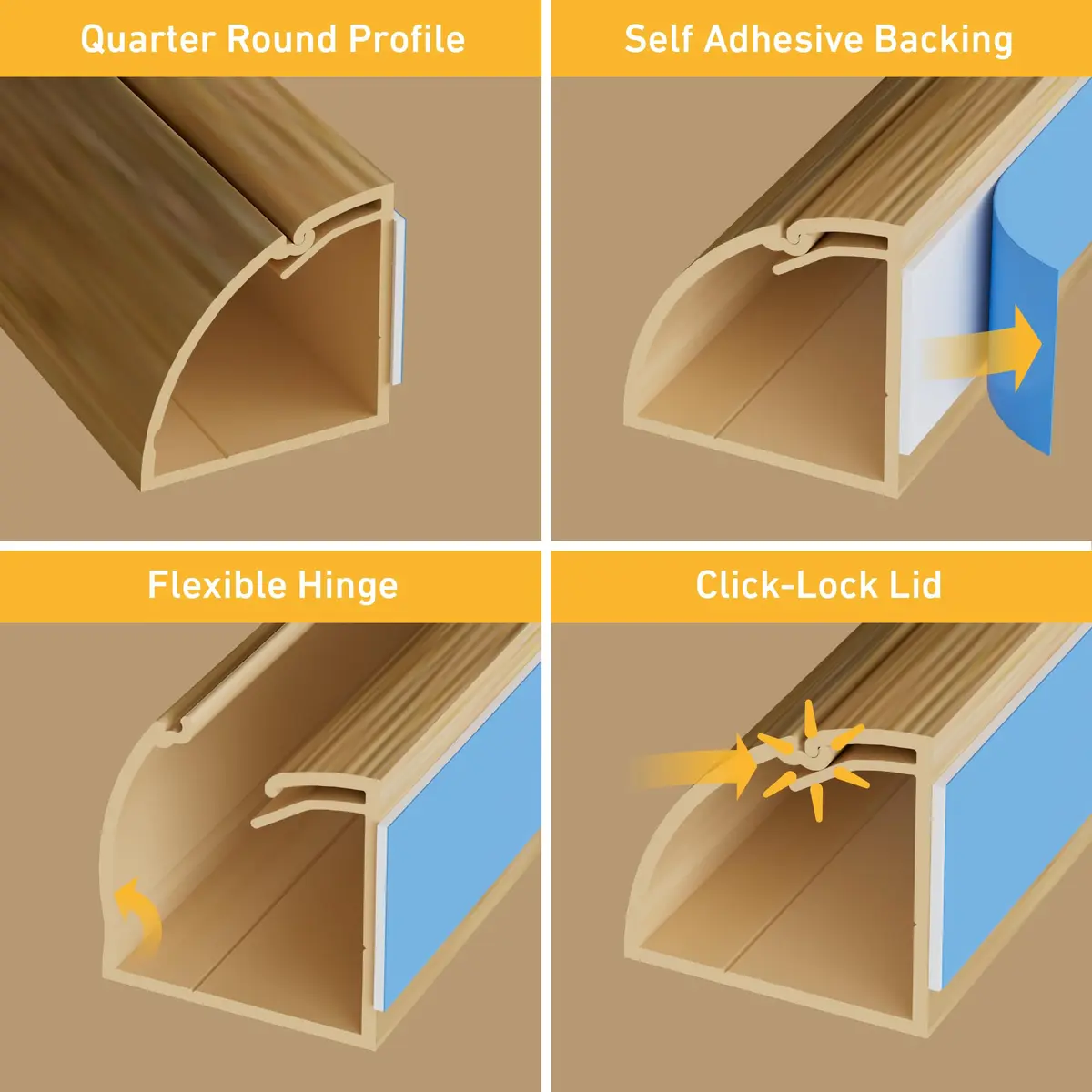 D-Line Stainable Wood-Effect Corner Cable Concealer 157in | Floor & Corner Cord Organizer - view 3