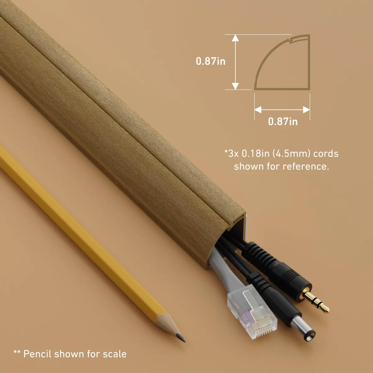 D-Line Stainable Wood-Effect Corner Cable Concealer 157in | Floor & Corner Cord Organizer - view 4