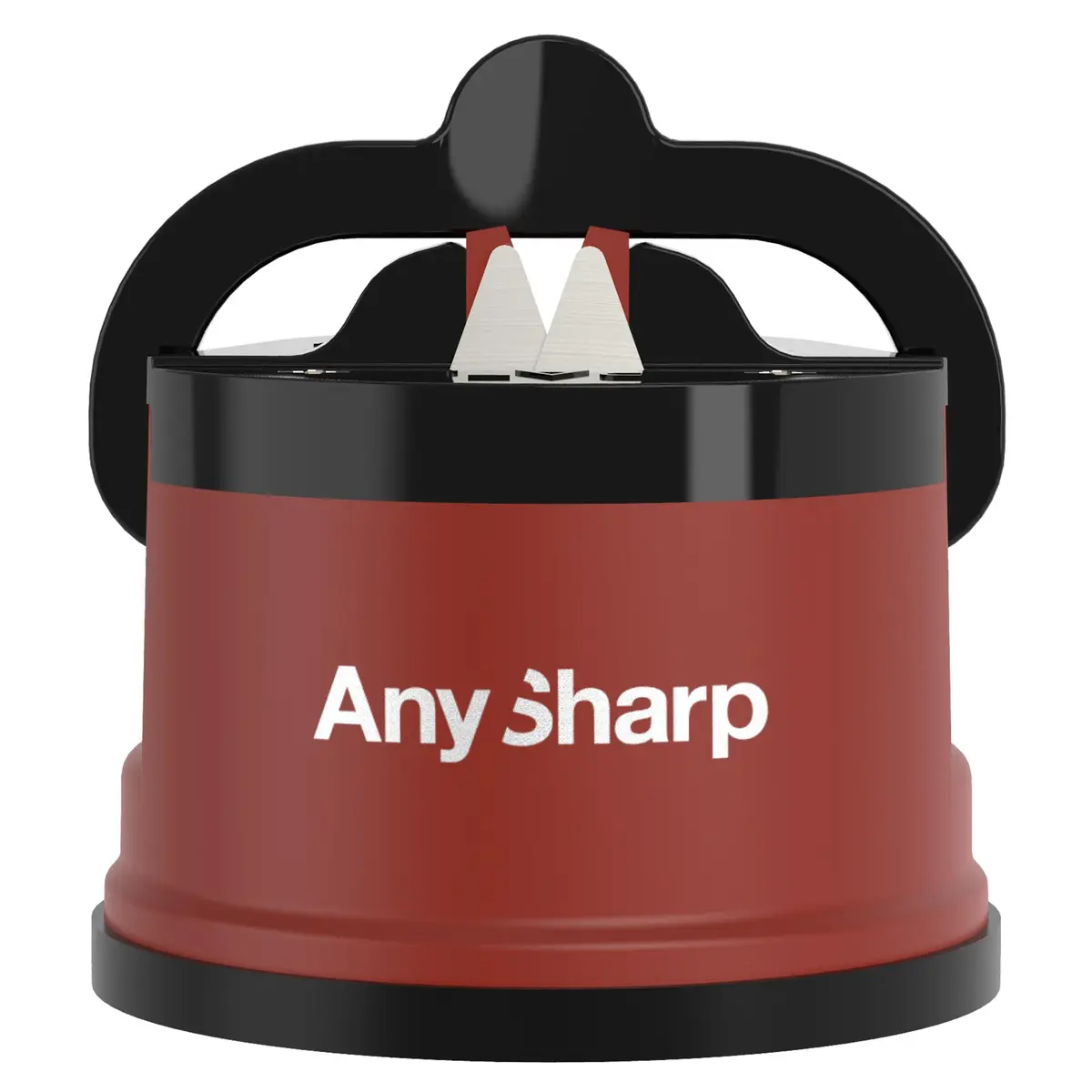 AnySharp Knife Sharpener Brick Red | Hands-Free Safety, PowerGrip Suction, Tungsten Carbide Blade - main product image