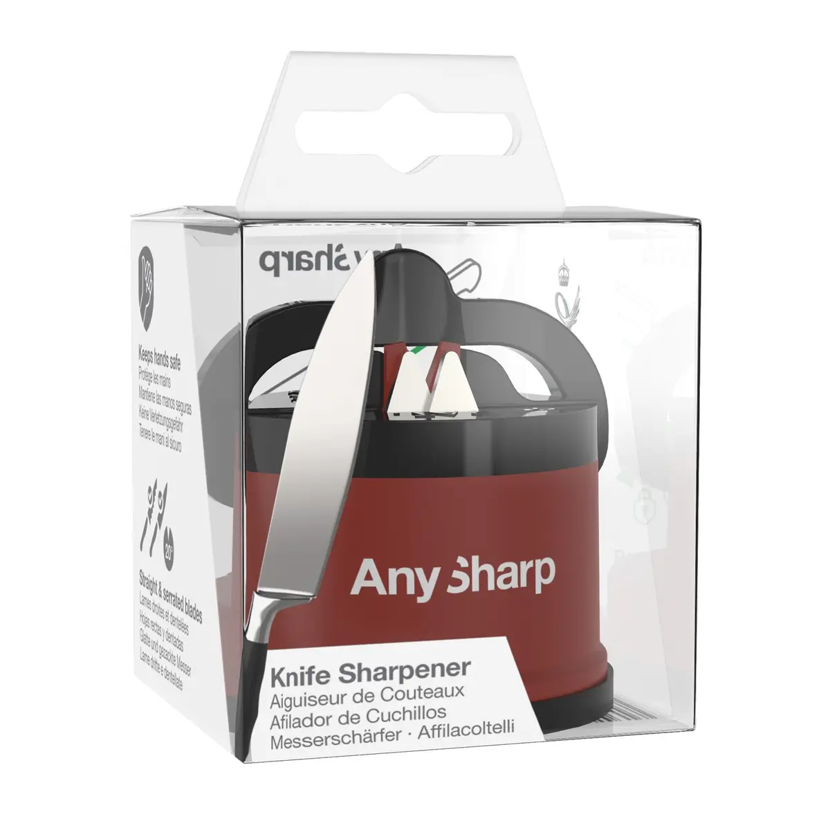 AnySharp Knife Sharpener Brick Red | Hands-Free Safety, PowerGrip Suction, Tungsten Carbide Blade - view 8
