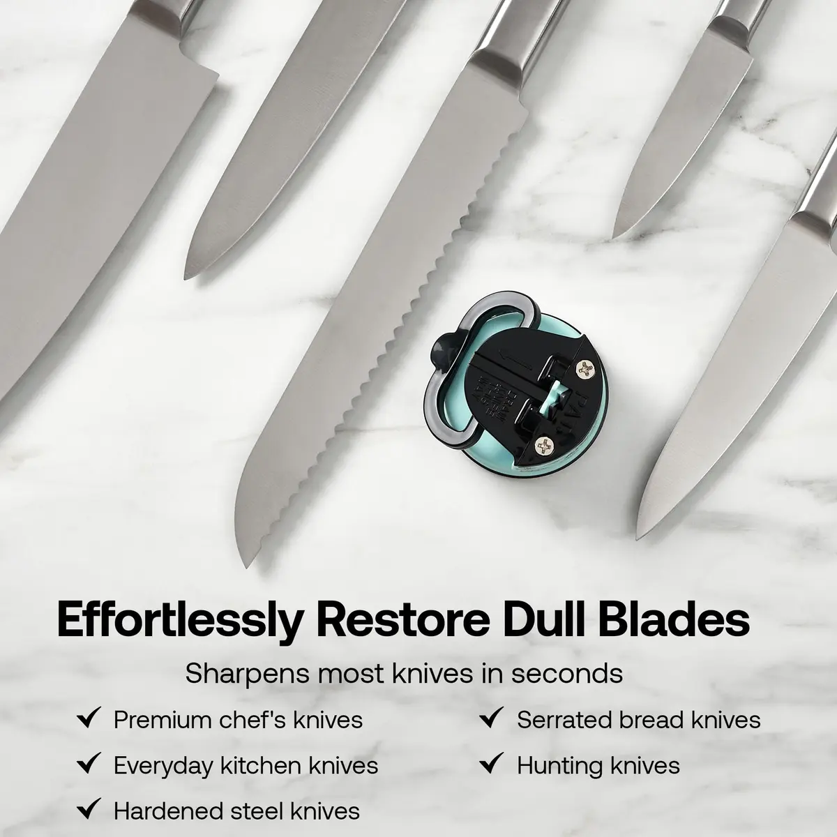 AnySharp Editions Knife Sharpener Daisy | Hands-Free Suction Base, 20-Degree Angle, Tungsten Carbide Edges - view 5