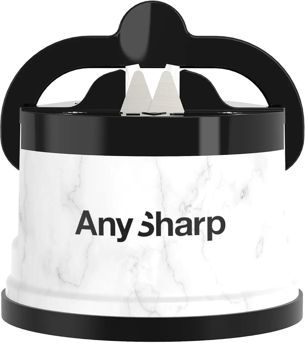 AnySharp Editions Knife Sharpener White Marble | Easy Use Hands-Free with PowerGrip Suction - main product image
