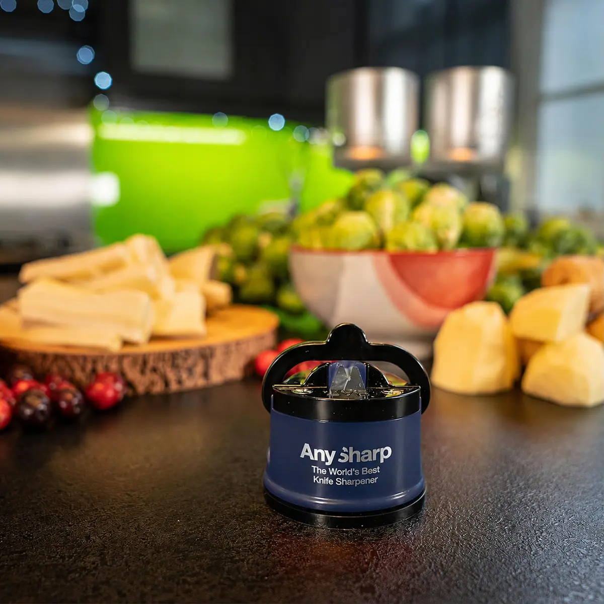 AnySharp Editions Knife Sharpener Navy | Easy Use Hands-Free with PowerGrip Suction & 20-Degree Angle - view 8