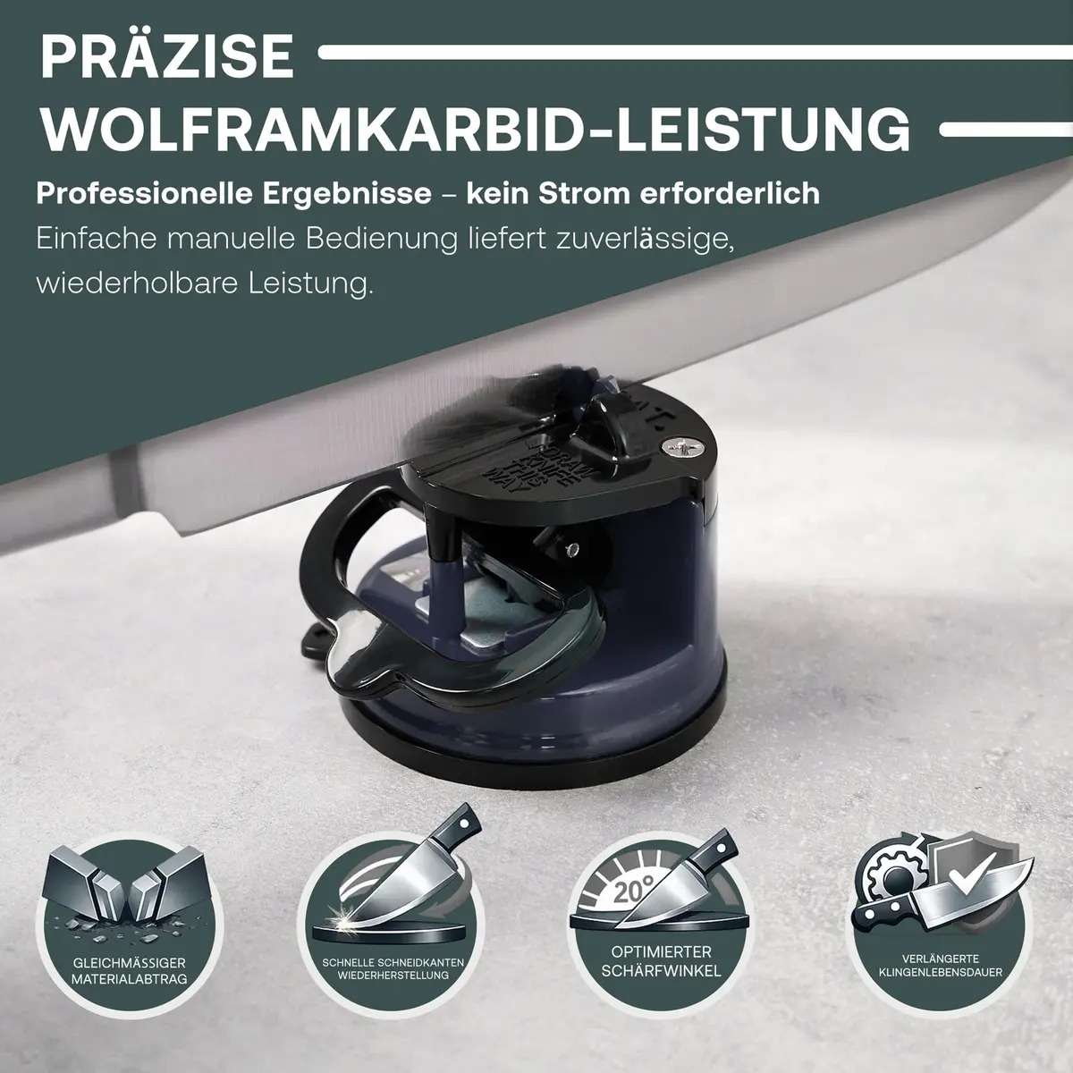 AnySharp Editions Knife Sharpener Navy | Easy Use Hands-Free with PowerGrip Suction & 20-Degree Angle - view 4