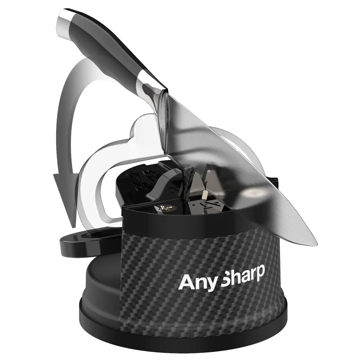 AnySharp Knife Sharpener Carbon | Hands-Free, 20° Pre-Set, Suction Base, Versatile & Durable - main product image