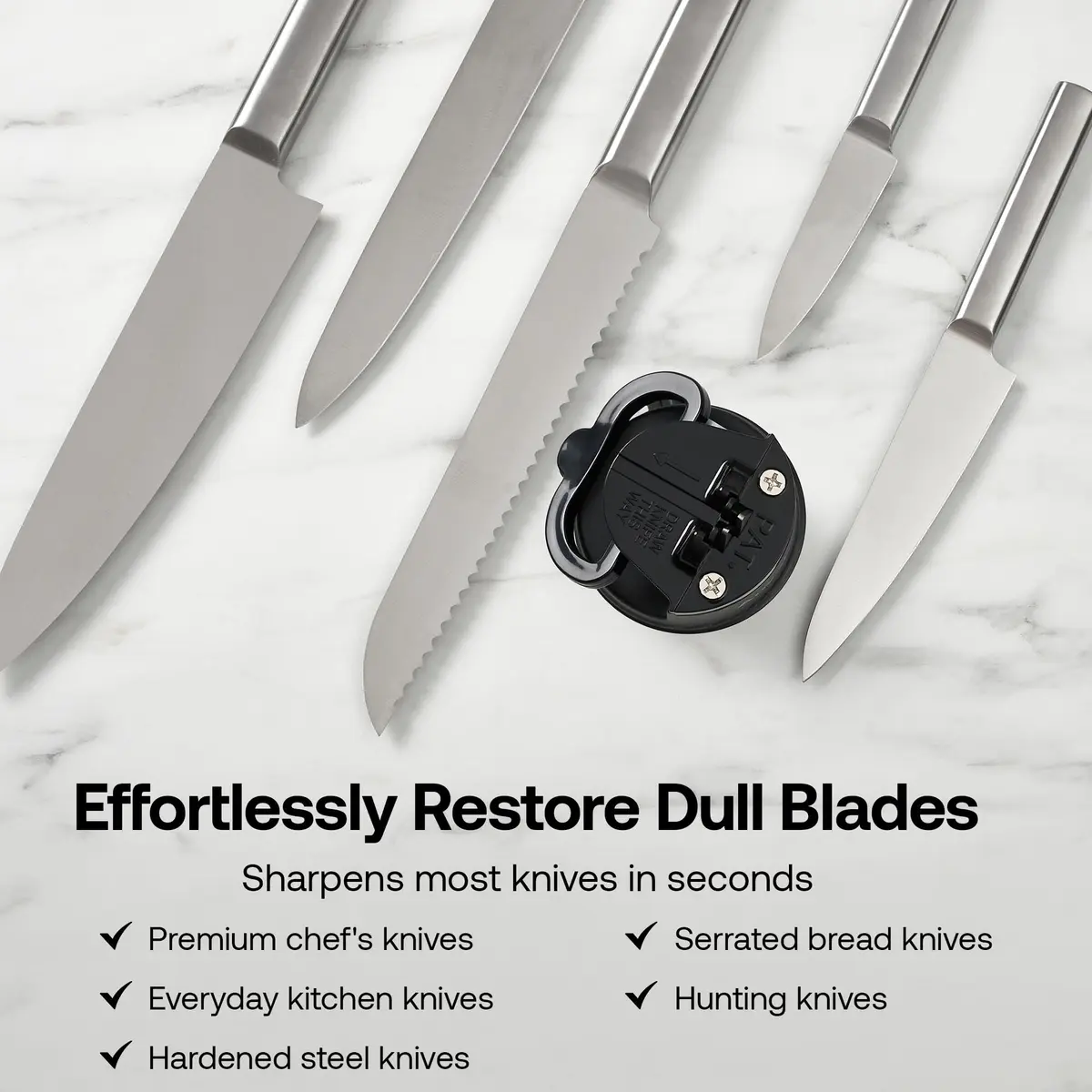 AnySharp Knife Sharpener Carbon | Hands-Free, 20° Pre-Set, Suction Base, Versatile & Durable - view 6