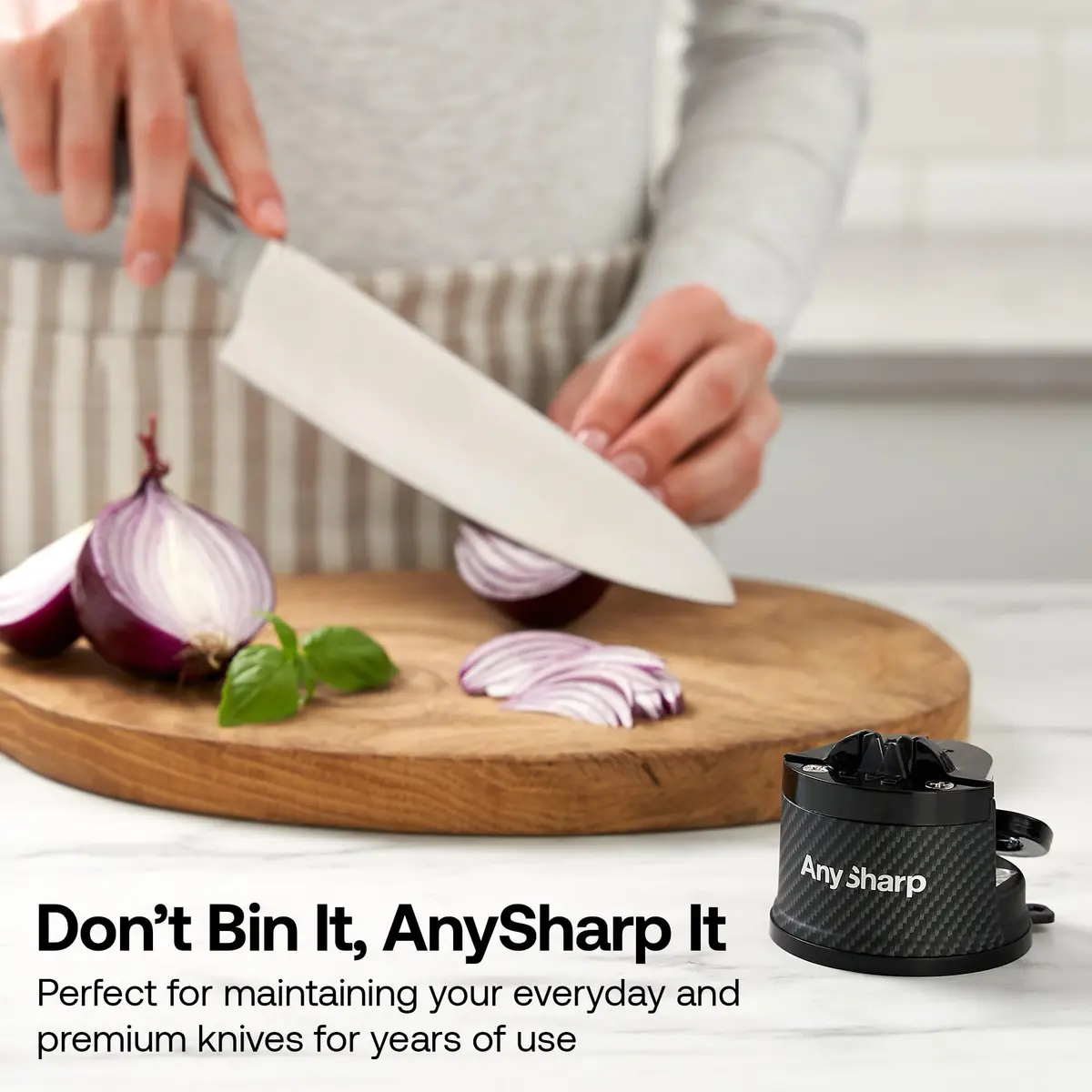 AnySharp Knife Sharpener Carbon | Hands-Free, 20° Pre-Set, Suction Base, Versatile & Durable - view 9