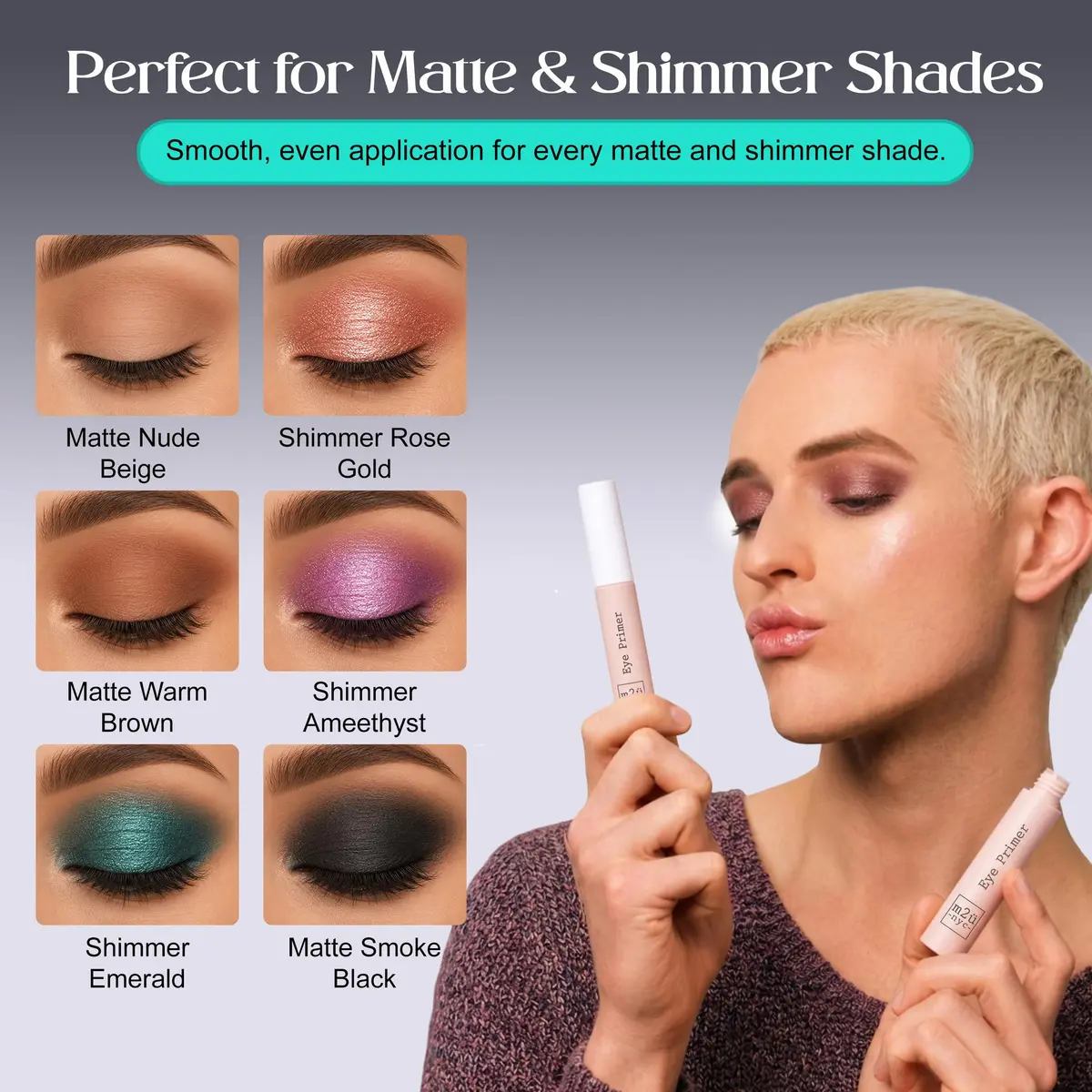 M2U NYC Eyeshadow Primer – Waterproof, Long-Lasting, Hydrating with Hyaluronic Acid (0.5 Oz) for All Skin Types - view 4