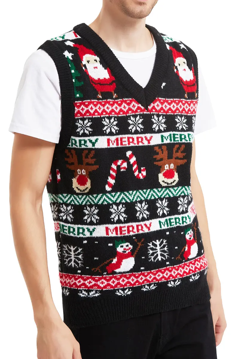 daisysboutique Men's Christmas Sweater Crew Neck Acrylic Medium | Festive Cartoon Design - main product image