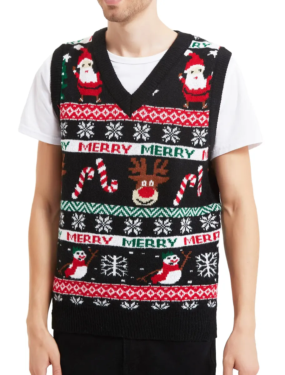 daisysboutique Men's Christmas Sweater Crew Neck Acrylic Medium | Festive Cartoon Design - view 2